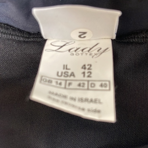 LADY Gottex Black Copper Silver Dot Splatter Pattern Bandeau Swimsuit Size 12 - Picture 8 of 11